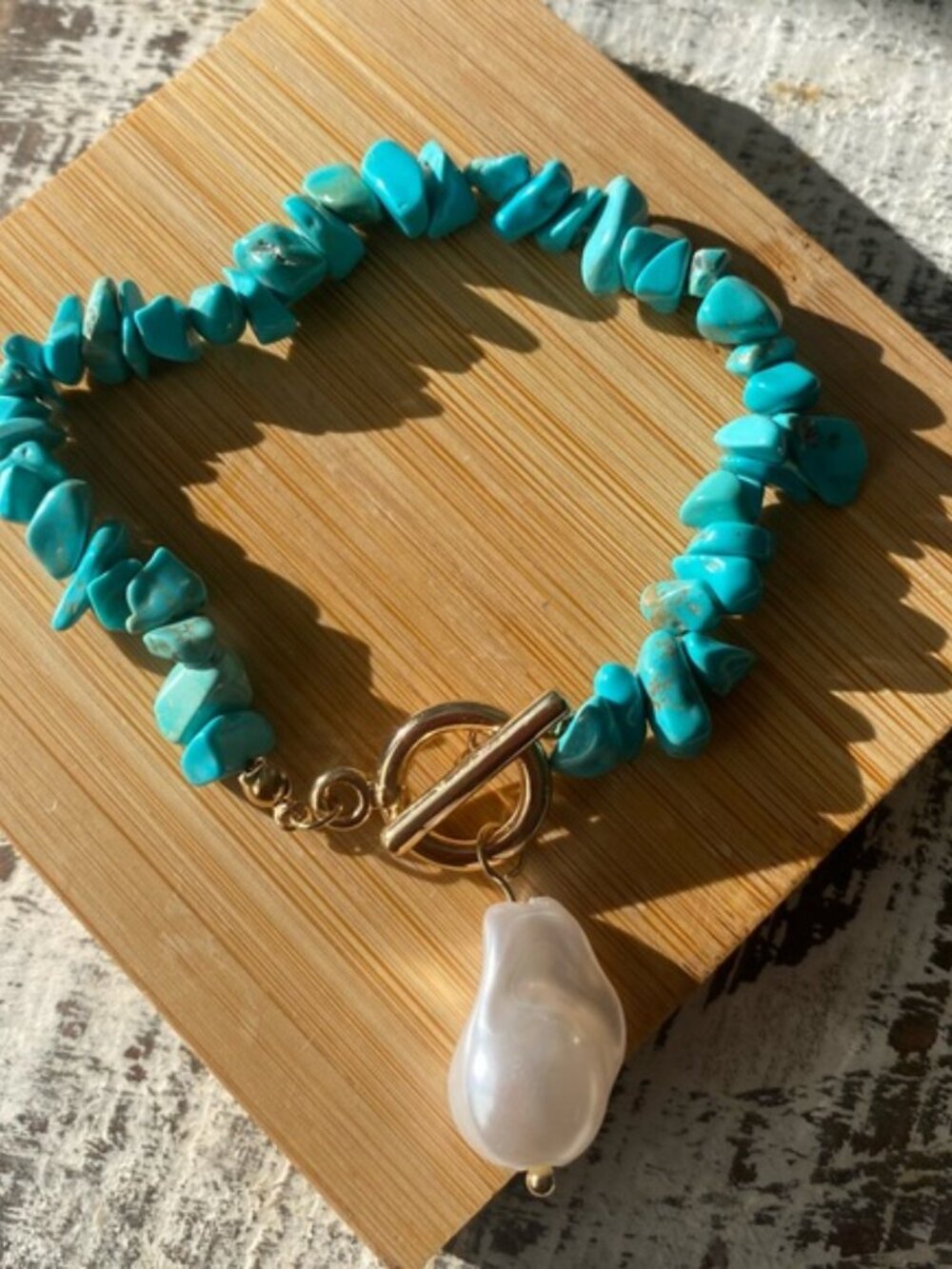 Turquoise and Pearl Bracelet - Picture 5 of 5